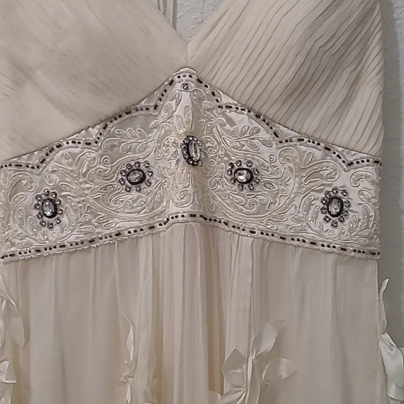 Sue Wong Nocturne Silk Dress Elegant Cream Floral Dress Wedding Party Size 10 - Picture 3 of 15